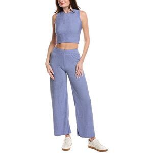 Marion Womens 2Pc Soft Ribbed Shirt & Pant Set, Purple